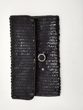 Norell Black Sequin Evening Clutch, Vintage
